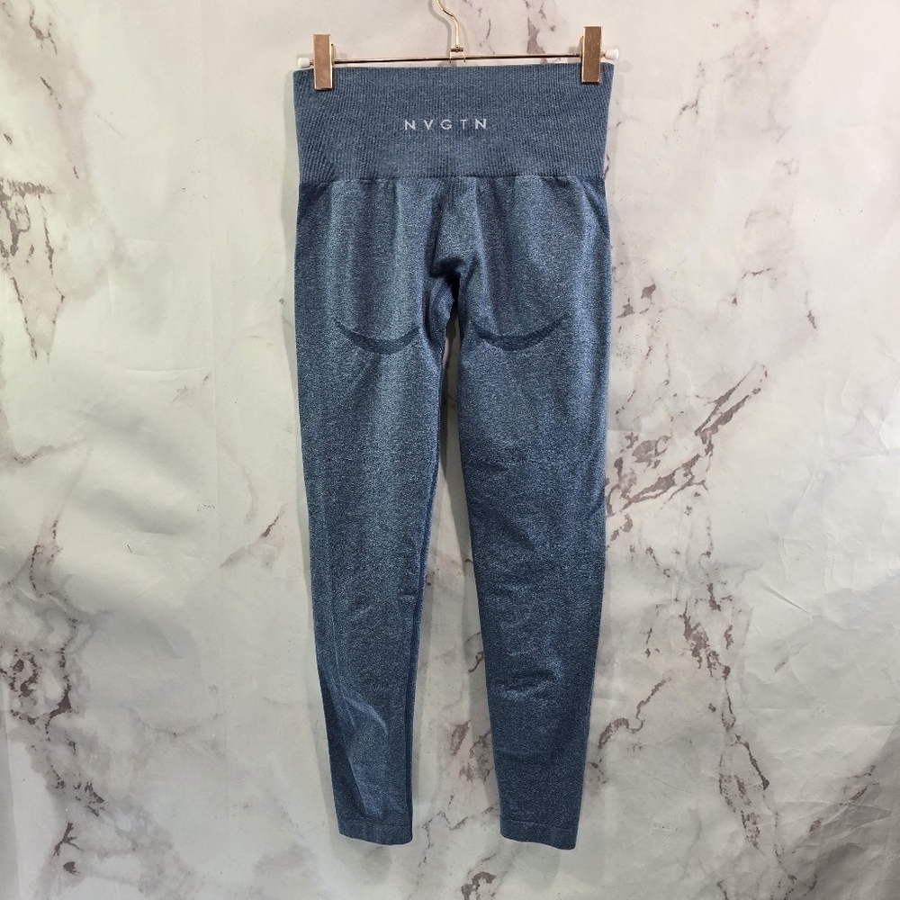 NVGTN Leggings Womens Small Blue Crop Capri High Rise Heathered Booty Lifting